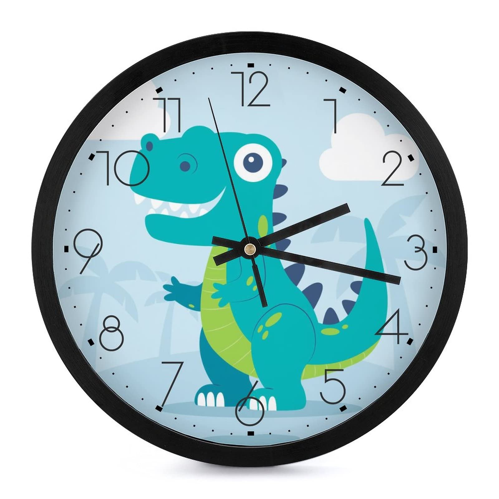 Horloge murale ronde dinosaure mignon pour décorer le salon et la chambre