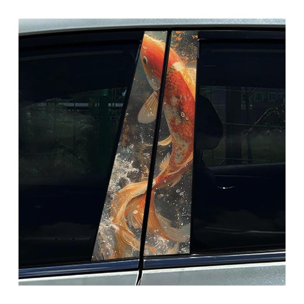 Body Parts 2PCS Auto Center Column Decals Graffiti Koi Carp Tiger Dragon Car B Pillar Sticker Waterproof(B)