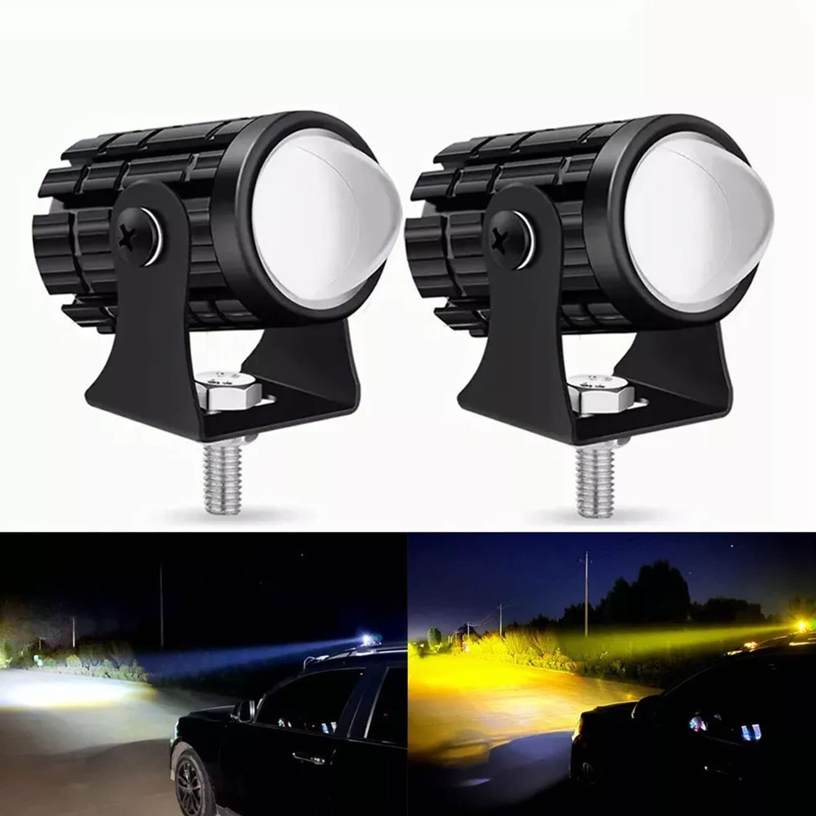 Faretto per Motocicletta Faro di Guida a LED IP67 Impermeabile Abbagliante Anabbagliante Doppio Colore Lunga Durata con Interruttore Sul Manubrio per SUV per UTV