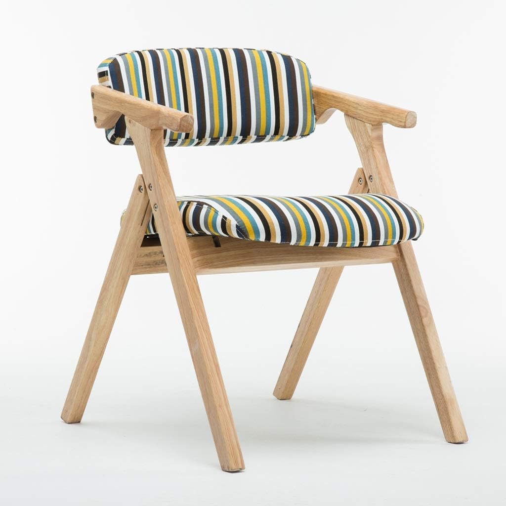 ZSH Dining Chair, Nordic Solid Wood Office Chair, Foldable Leisure Chair with Armrests and Backrest, Home Computer Chair (Color : E)