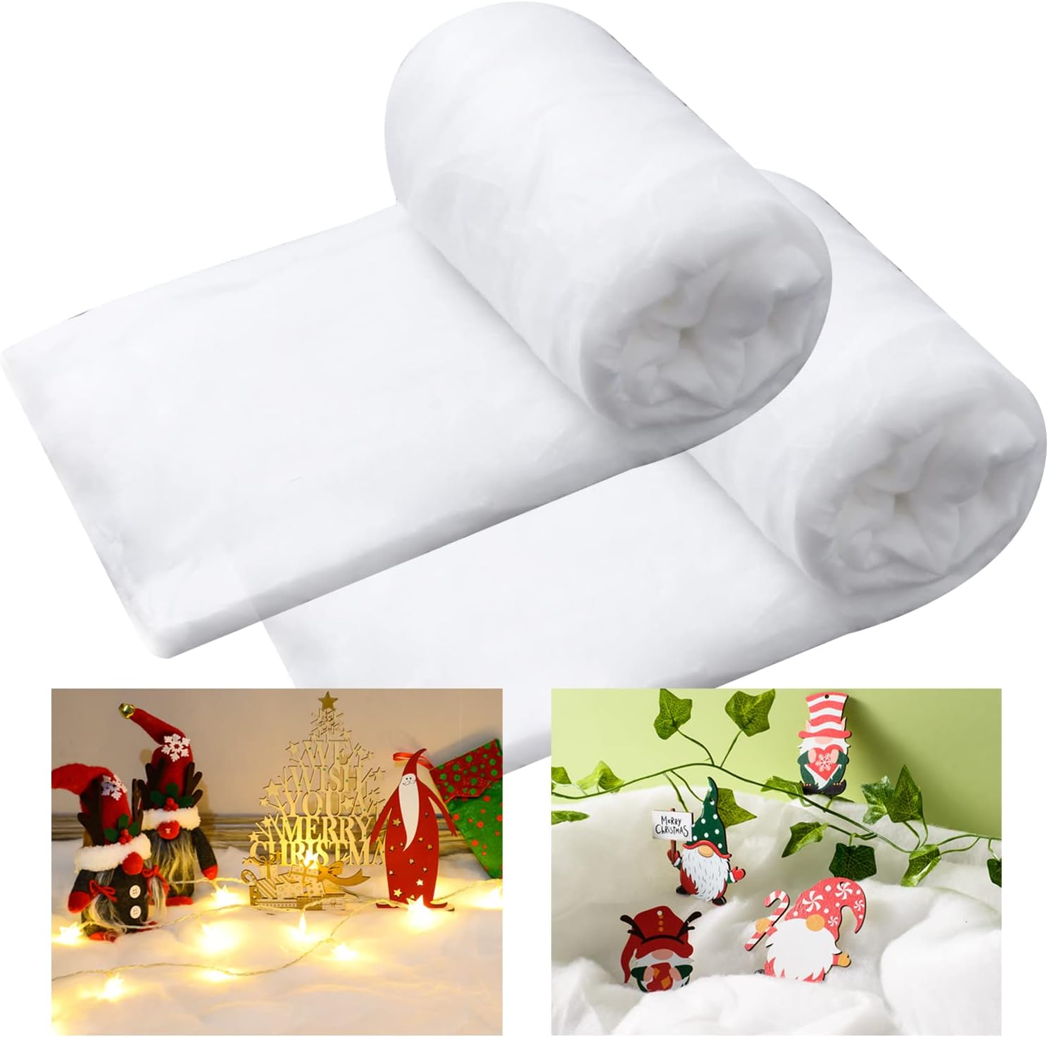 2 Pack 3 x 5 Ft Christmas Fake Snow Blankets, Thickened