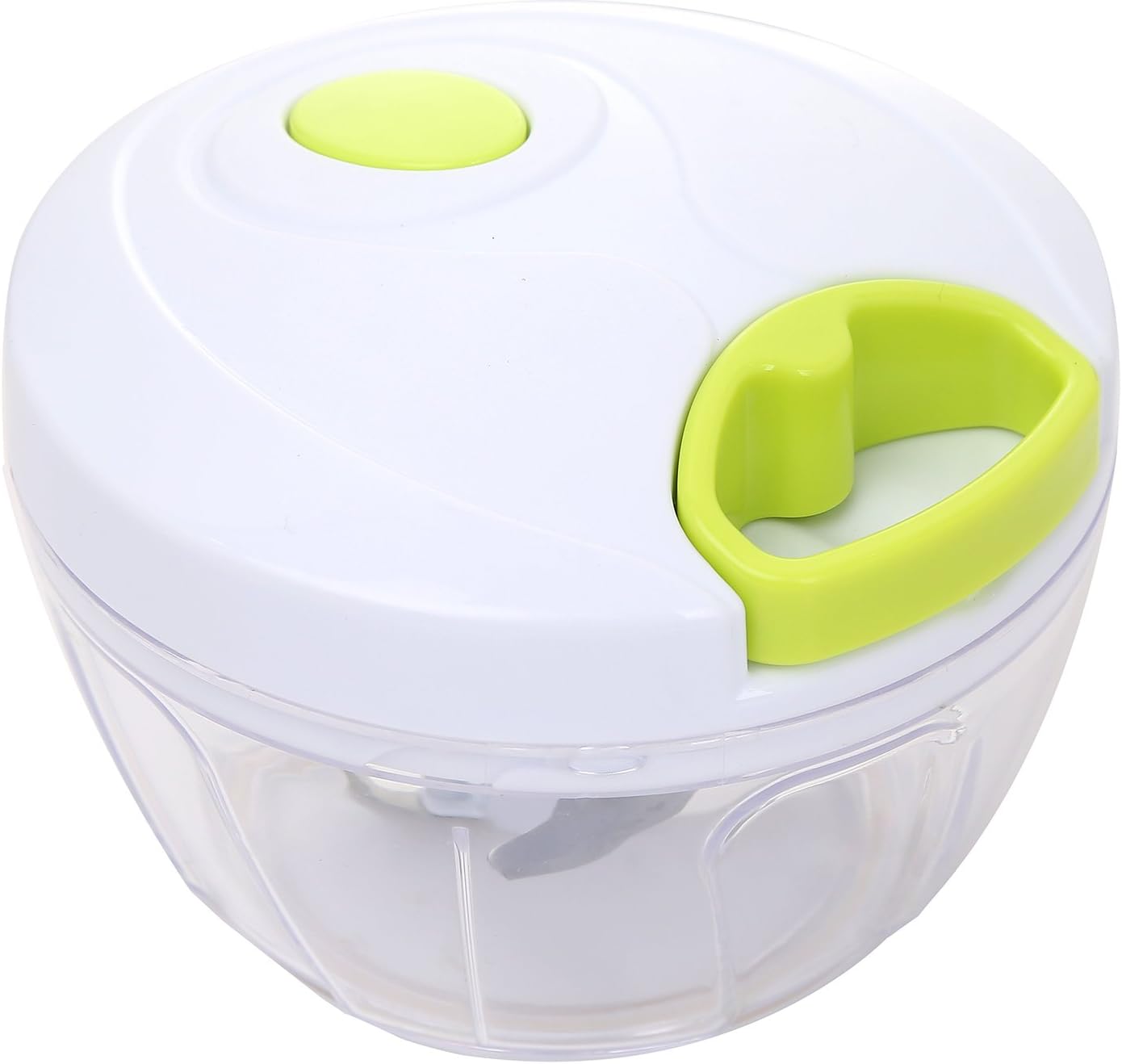 Migecon Manual Chopper Vegetable Pull Dicer with 3 Blades Powerful Food Processor Apply to Onion Garlic Nuts Herbs for Salsa Salad Pesto Coleslaw Puree in Kitchen or Camping Use 3 Cups Capacity Green