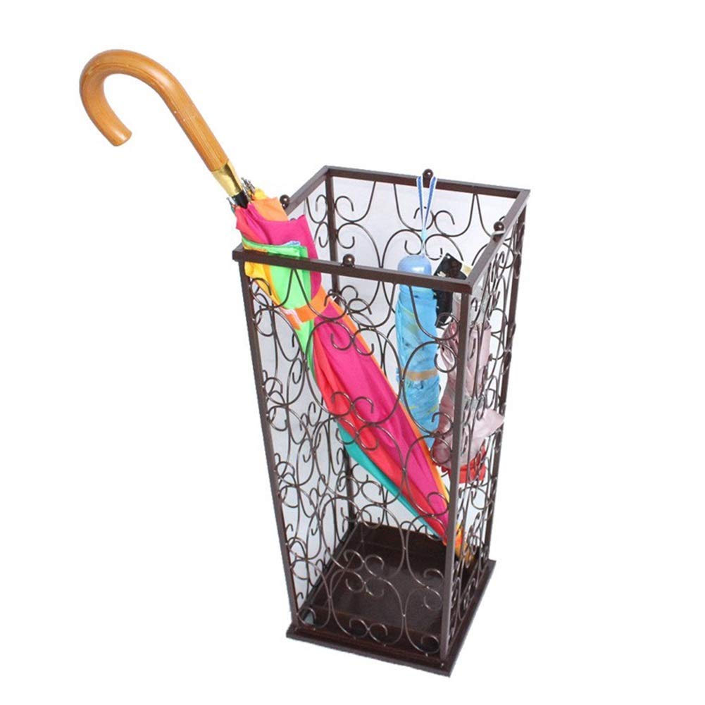 Support de parapluie design en métal noir avec 4 crochets d'entrée haut de gamme