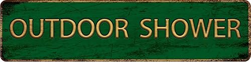 Letrero de metal vintage con diseño de ducha al aire libre, 4 x 16 pulgadas, letrero de calle para el hogar, restaurante, bar, cafetería, garaje,