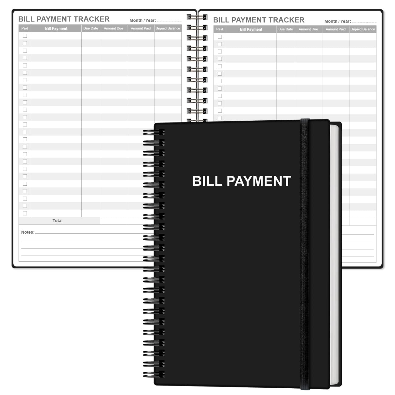 Photo 1 of Bill Payment Tracker Notebook - Monthly Bill Organizer & Planner for Personal Budgeting Financial, Payments Checklist Organizer, 5.8" x 8.5", Black