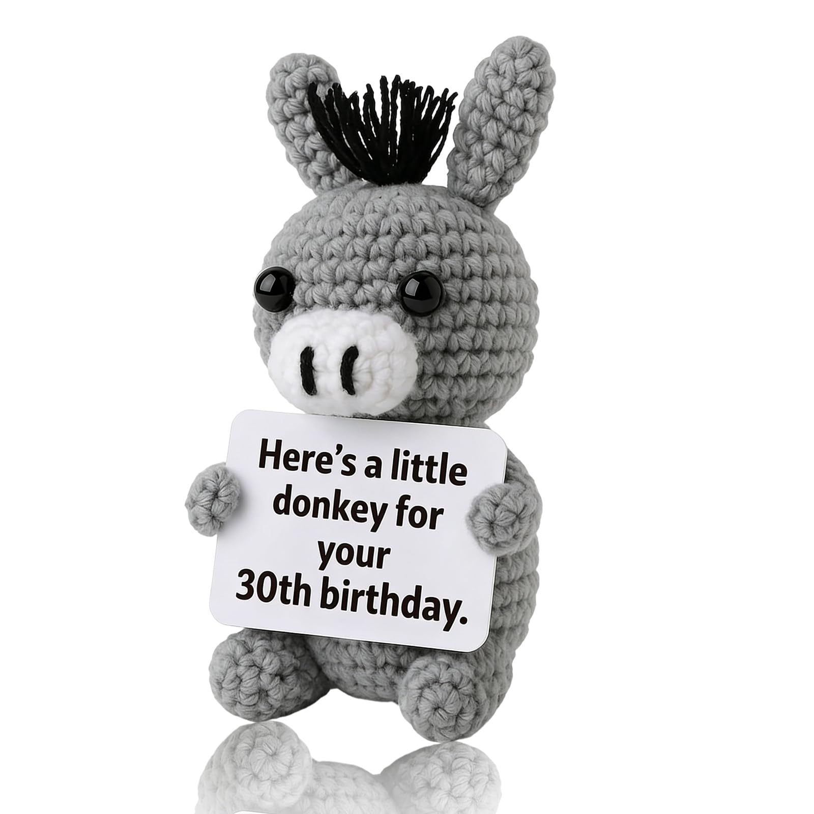30th Birthday Gifts, Cute Donkey Gifts, Handmade Crochet Animals with Birthday Card, Donkey Crochet Gift for People Who are About to Turn 30