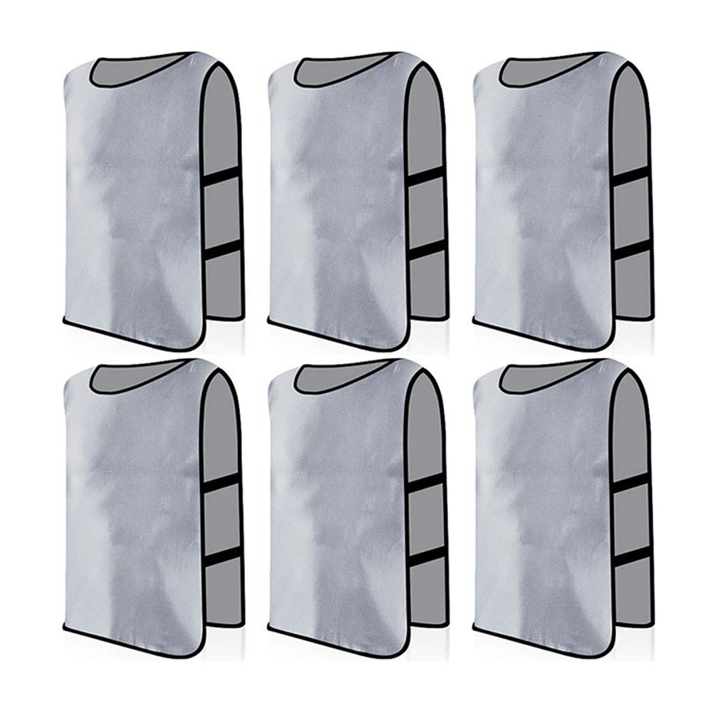 Jessedaa Sliver Gray 13 Colors Football Bibs Training Vests Training Equipment For Football/Soccer/Rugby/Netball/Team Games Avaible For Juniors And Adults (Pack Of 6)