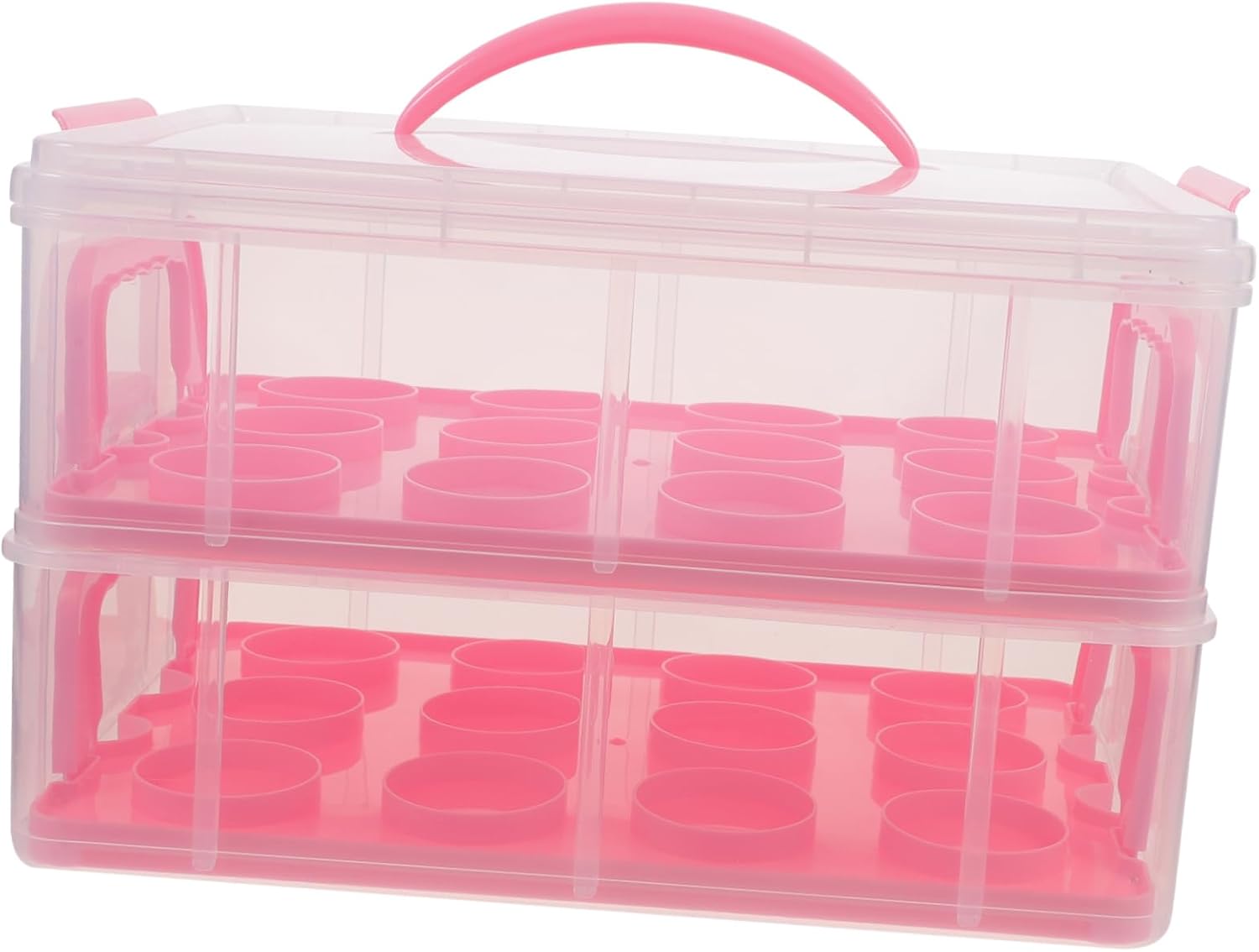 Clear Multi-layer Cupcake Carrier Box Lid Portable Storage for Muffins and Desserts for Parties and Events Strong Reusable Design Convenient Handle