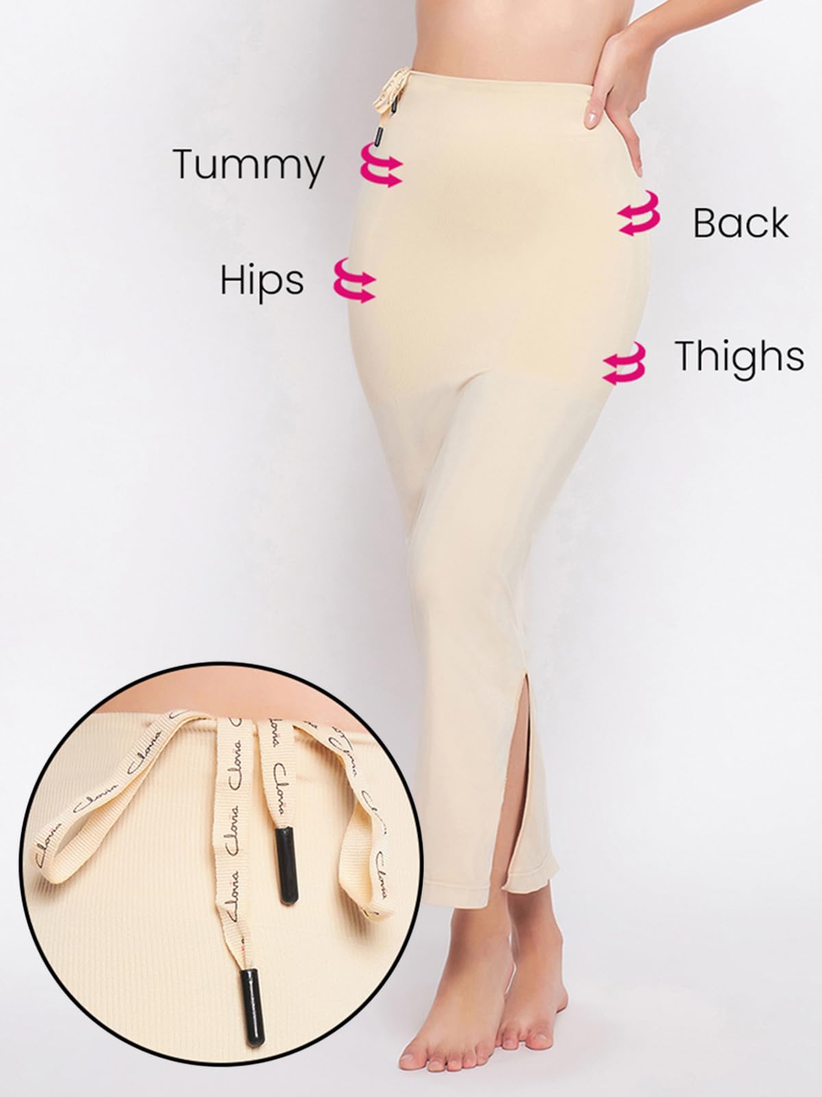 Clovia Women's Knit Synthetic Saree (Sw0048P24Xxl_Beige)