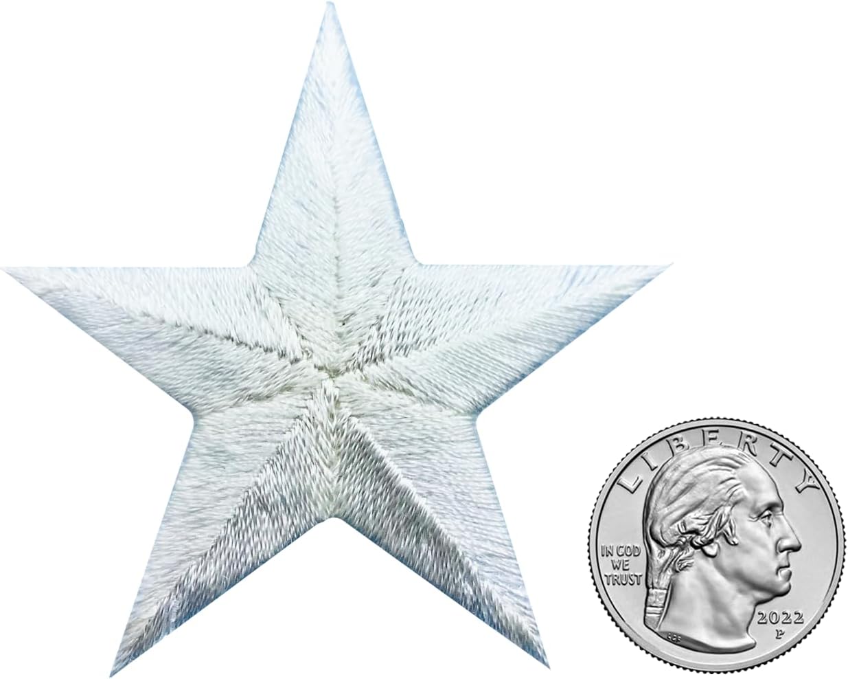 2-3/4" White Embroidered Star Iron-On Appliqué – Pack of 6 Heat Seal Patches for Uniforms, Costumes, Crafts