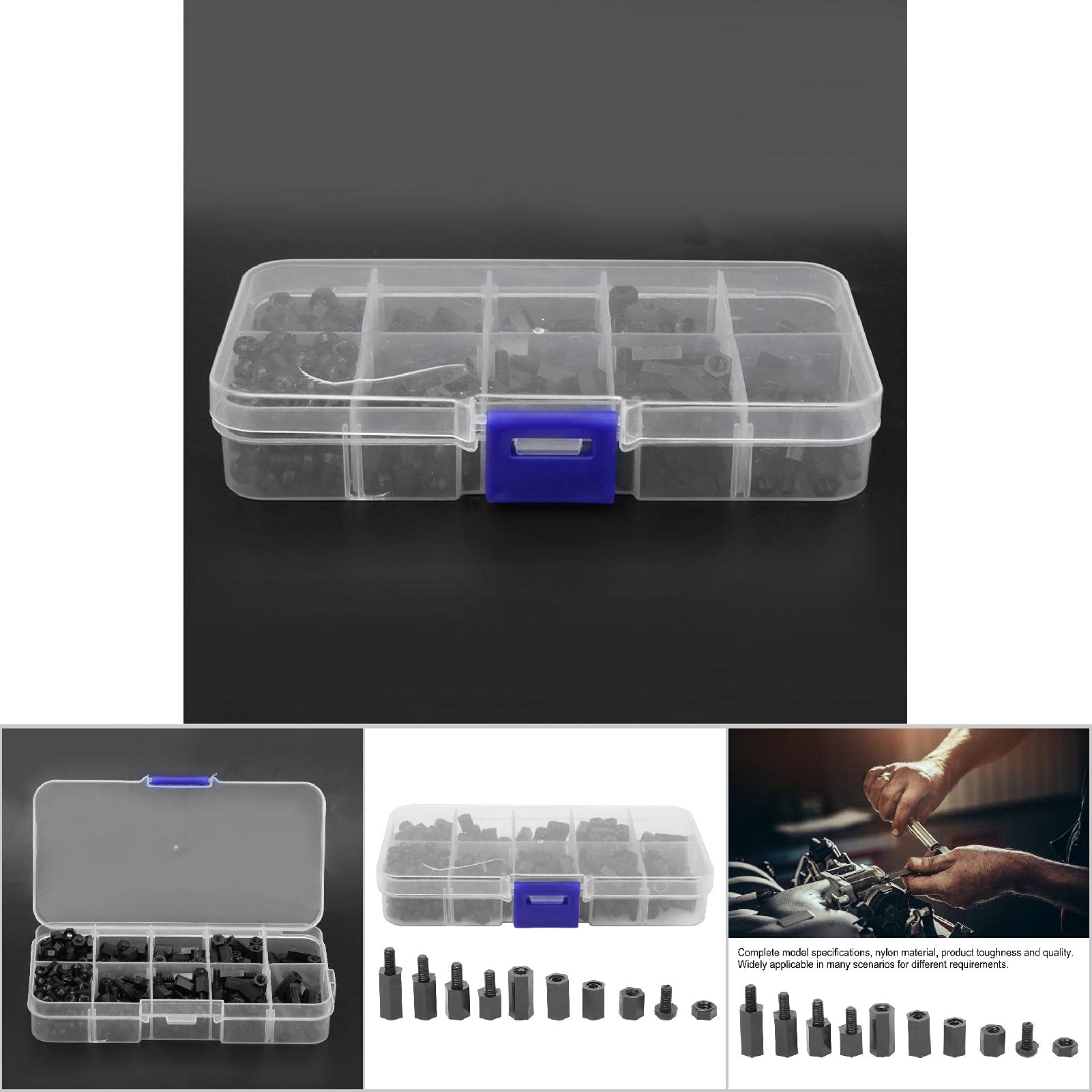 300pz M3 Distanziale esagonale in nylon, dado esagonale in plastica M3 bianco e nero con dado esagonale M3 e kit di viti a croce, set di viti in plastica 300pz M3 Distanziale esagonale in nylon, dado esagonale in plastica M3 bianco e nero con dado esagonale M3 e kit di viti a croce, set di viti in plastica