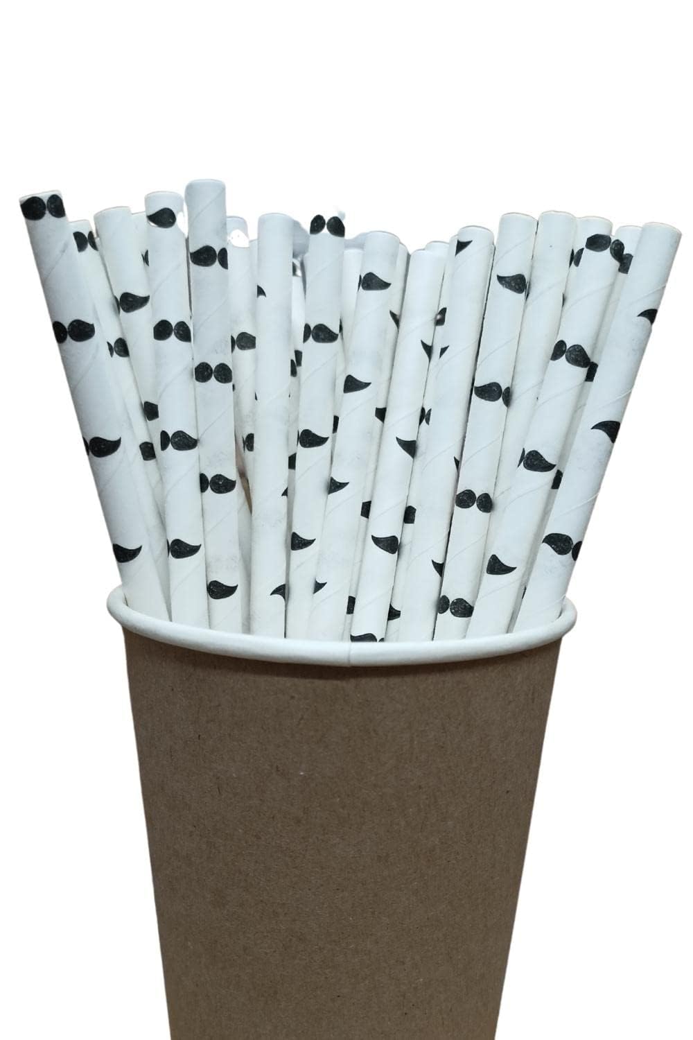 4basix Paper Straws Biodegradable Recyclable Eco-Friendly Plastic Free, (Pack of 100) Ideal for Cocktails Drinks and Juices Party Accessories (Mustache)