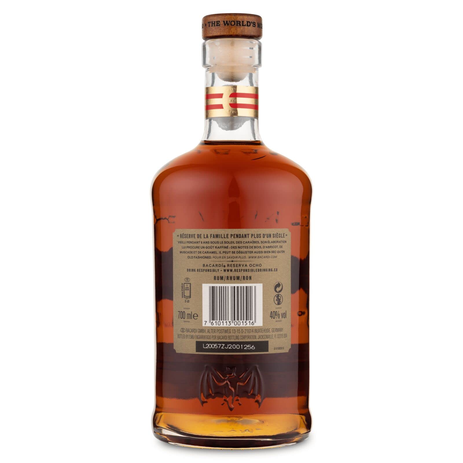 BACARDÍ Reserva 8 Ron Caribeño Premium 40% ALC. 70 cl 700 ml 8 Años