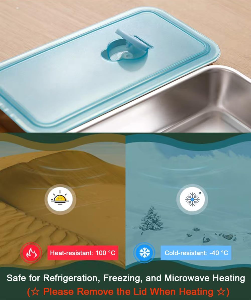 3 Pack Stainless Steel Snack Containers, Meal Prep Containers, Metal Bento Lunch Box with 2 Compartments, Dishwasher-Safe, Reusable Grab and Go Snack Containers with Lids for Travel, Office, Camping - Image 4