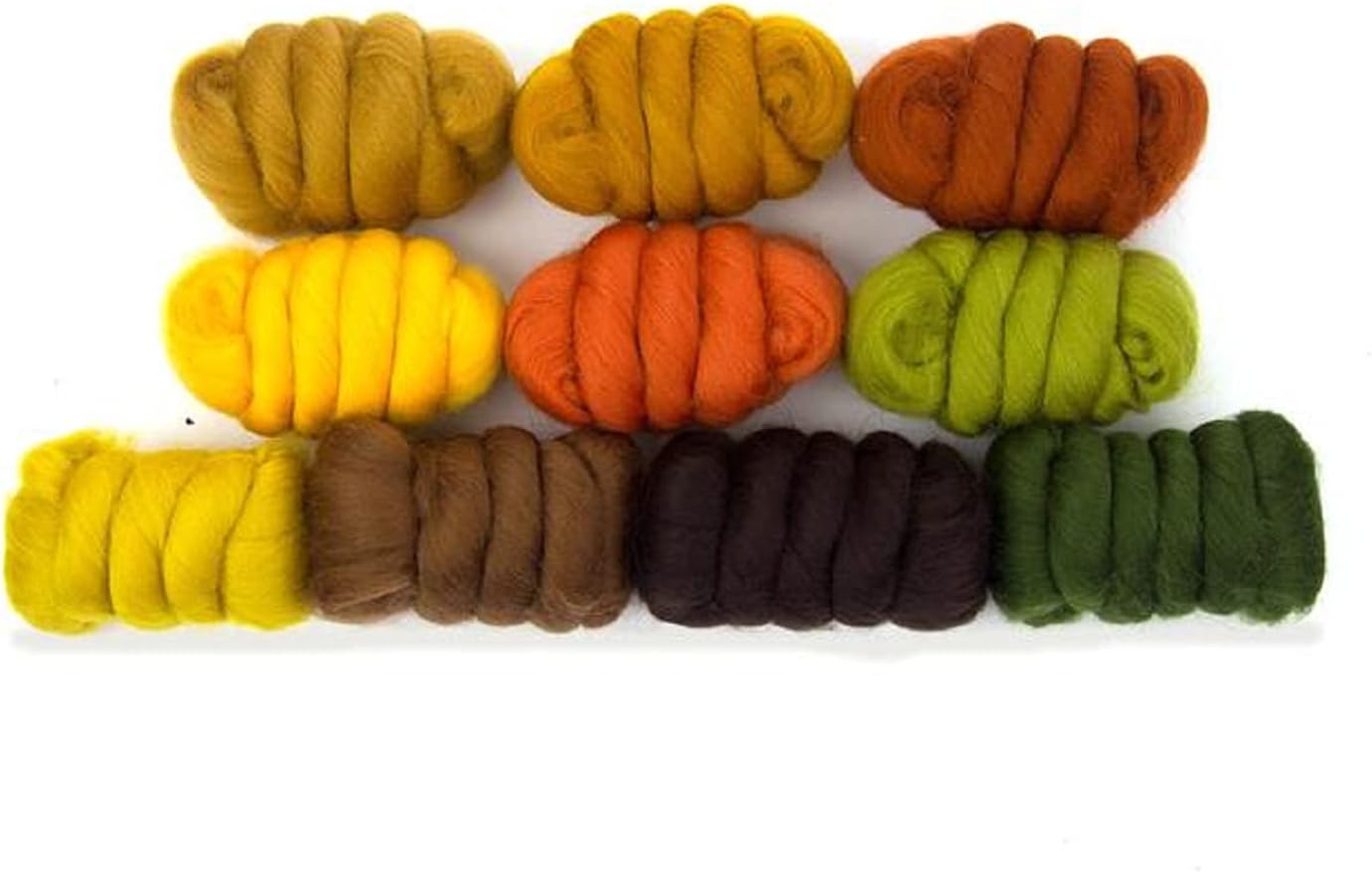 Revolution Fibers | Mixed Merino Wool Variety Pack | Perfect Wool Roving for Spinning, Needle Felting, Wet Felting, Weaving and Crafting (Autumn Leaves (Multicolored), 250 Grams)