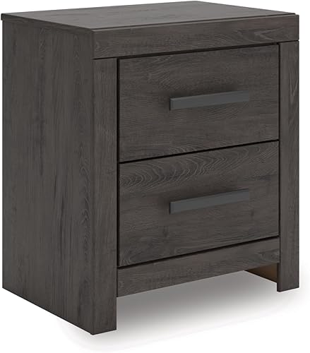 Signature Design by Ashley Prendonea - Mesita de noche informal con 2 cajones para dormitorio, color gris