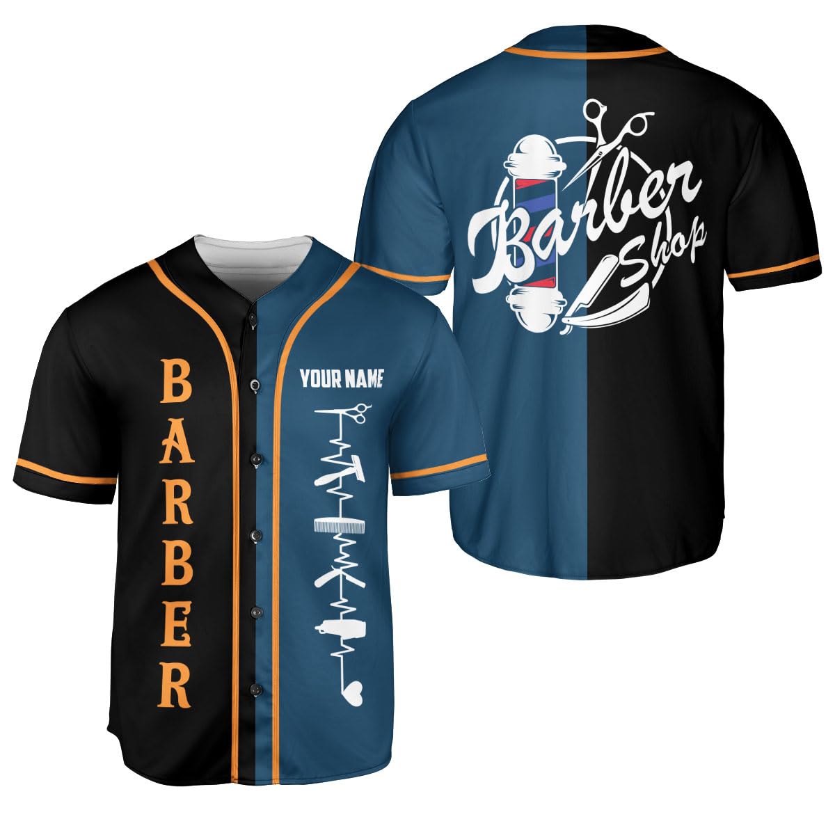 BOZENTIM Personalized Barbershop Baseball Jersey, Barber Shirt, Hairdresser Barber Shirt, Hairstylist Jersey Gift for Barber (US, Alpha, Small, 5X-Large, Regular, Regular, BARBER8)