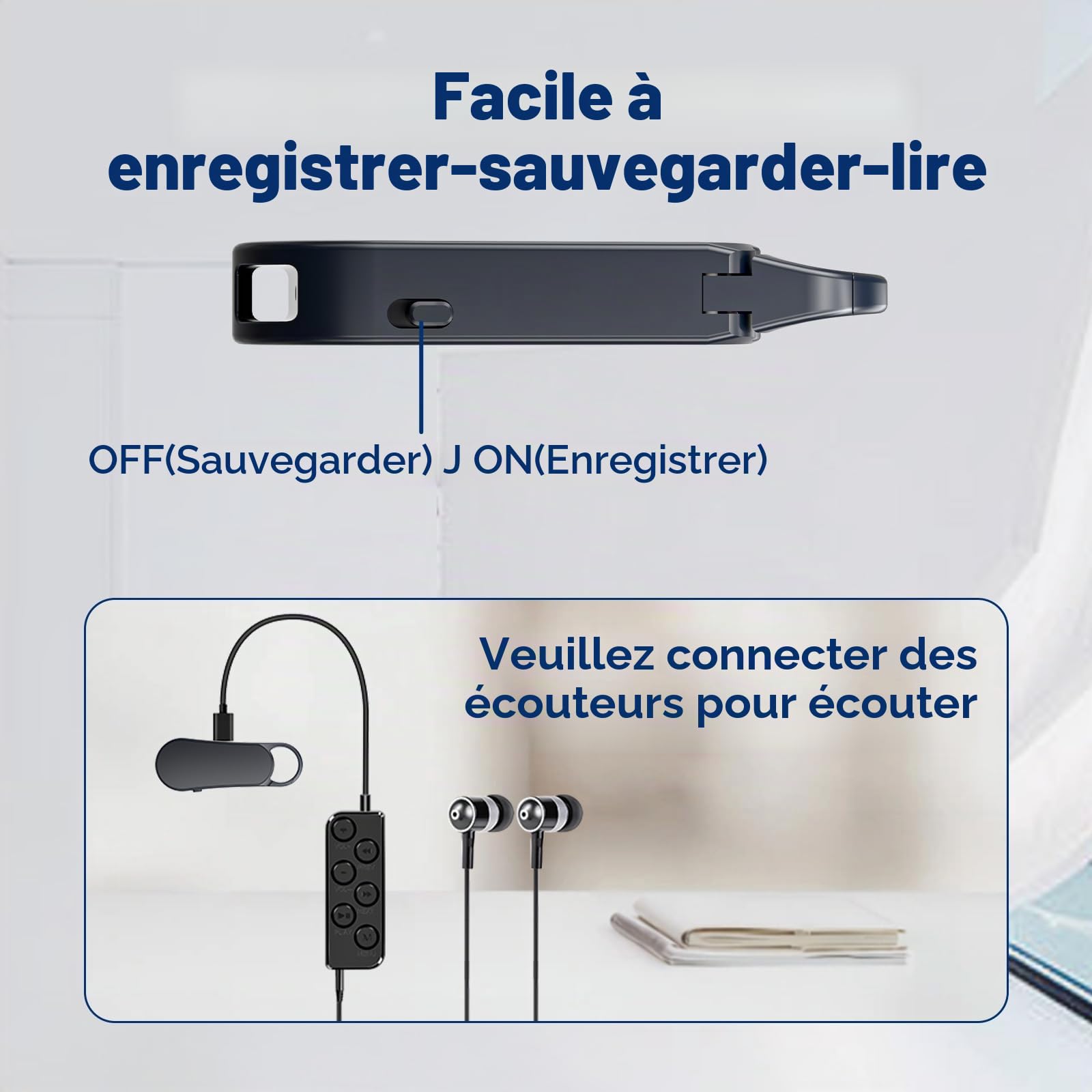 64Go Enregistreur Vocal Mini - Design Porte-clés, 35 Heures d'Enregistrement, Boîtier en Métal, Son Hi-FI 1536KBPS, Dictaphone avec Activation Vocale pour Interviews et Réunions (64GB)