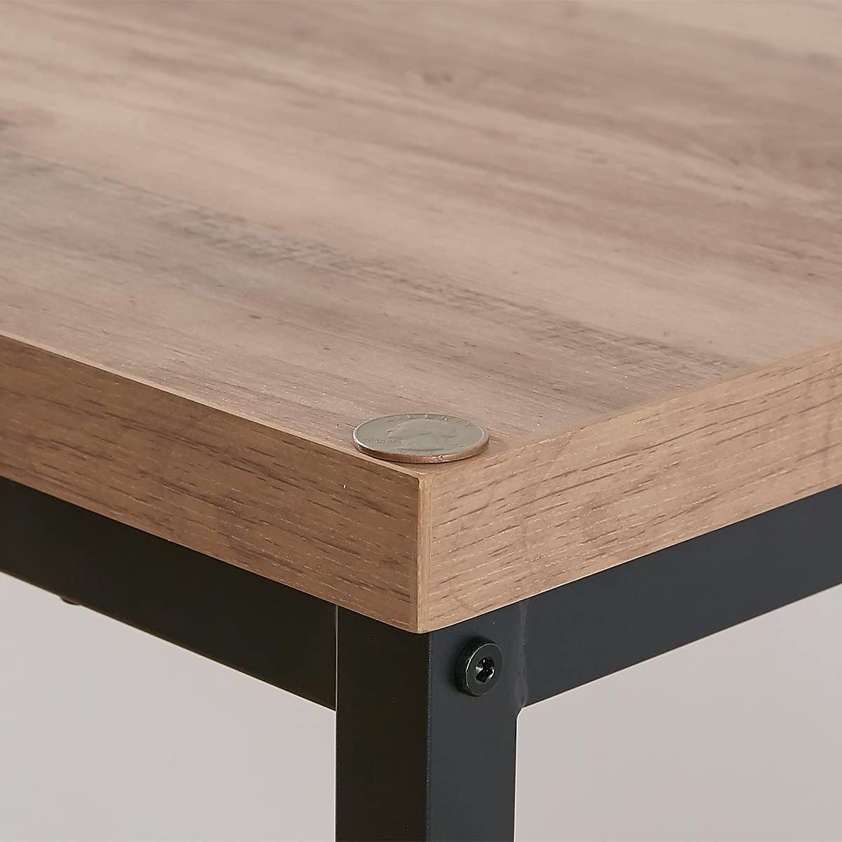 Close-up of the thickened tabletop of the HSH L-Shaped Computer Desk, showing its sturdy construction.