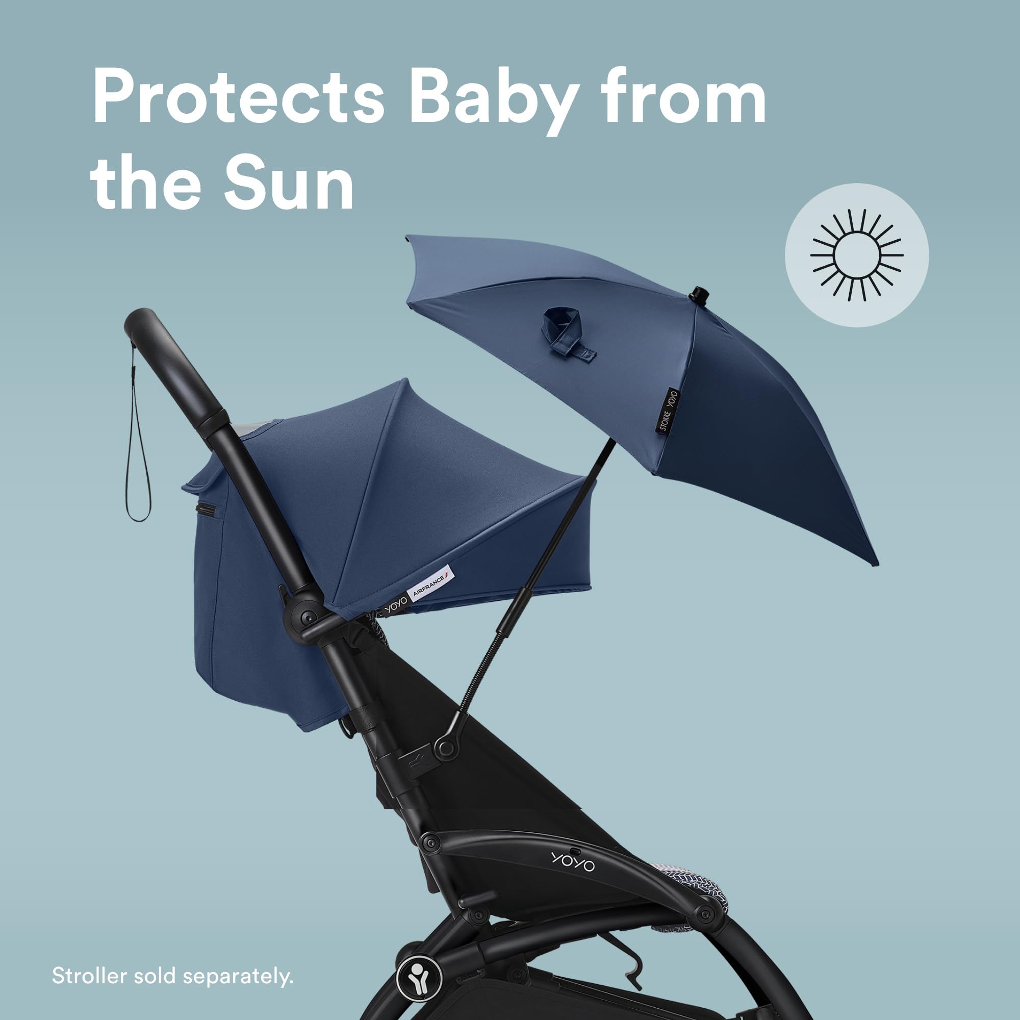 Stokke YOYO Parasol, Navy Blue, UPF 50+ Protection, Enhanced Opacity, Use on YOYO Stroller with 0+ Newborn Pack - Image 2