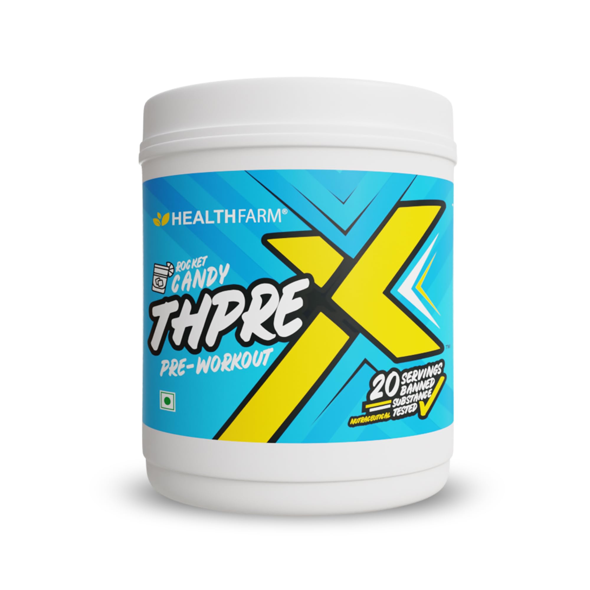 Healthfarm Thpre X Pre Workout Powder| Sports Nutrition Supplement for Men & Women - For Working Out, Hydration, Mental Focus & Energy - 20 Servings (250G, Rocket Candy)