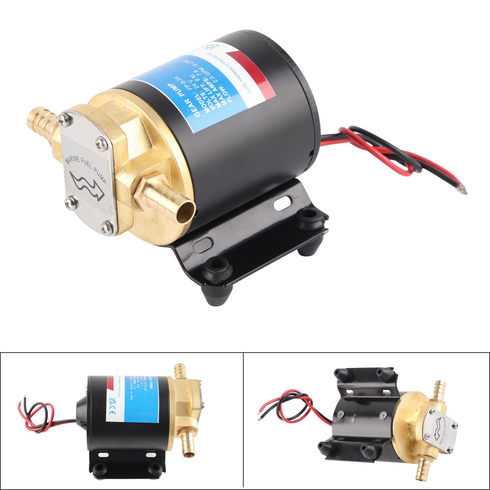 24 V Elektryczna pompa łopatki | 2GPM Auto - Priming dla smaru i paliwa | 3 -metrowy podnośnik wyładowania, 2900 rpm | Miedź