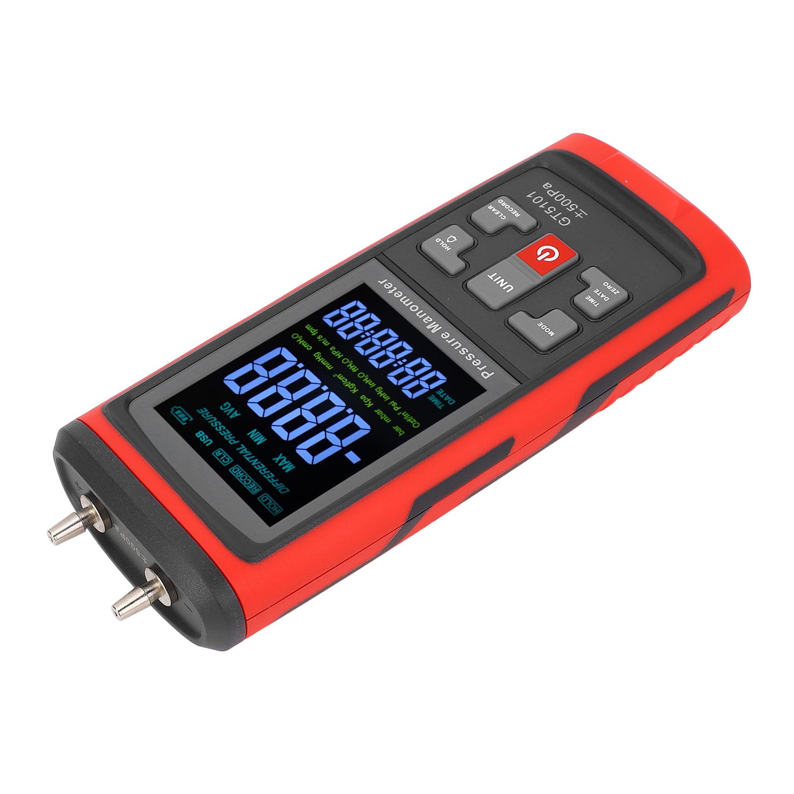 Generic Manómetro Digital Medidor de Presión Diferencial Multifuncional de Alta Resolución para Medición de Gas Pruebas de Laboratorio Material ABS