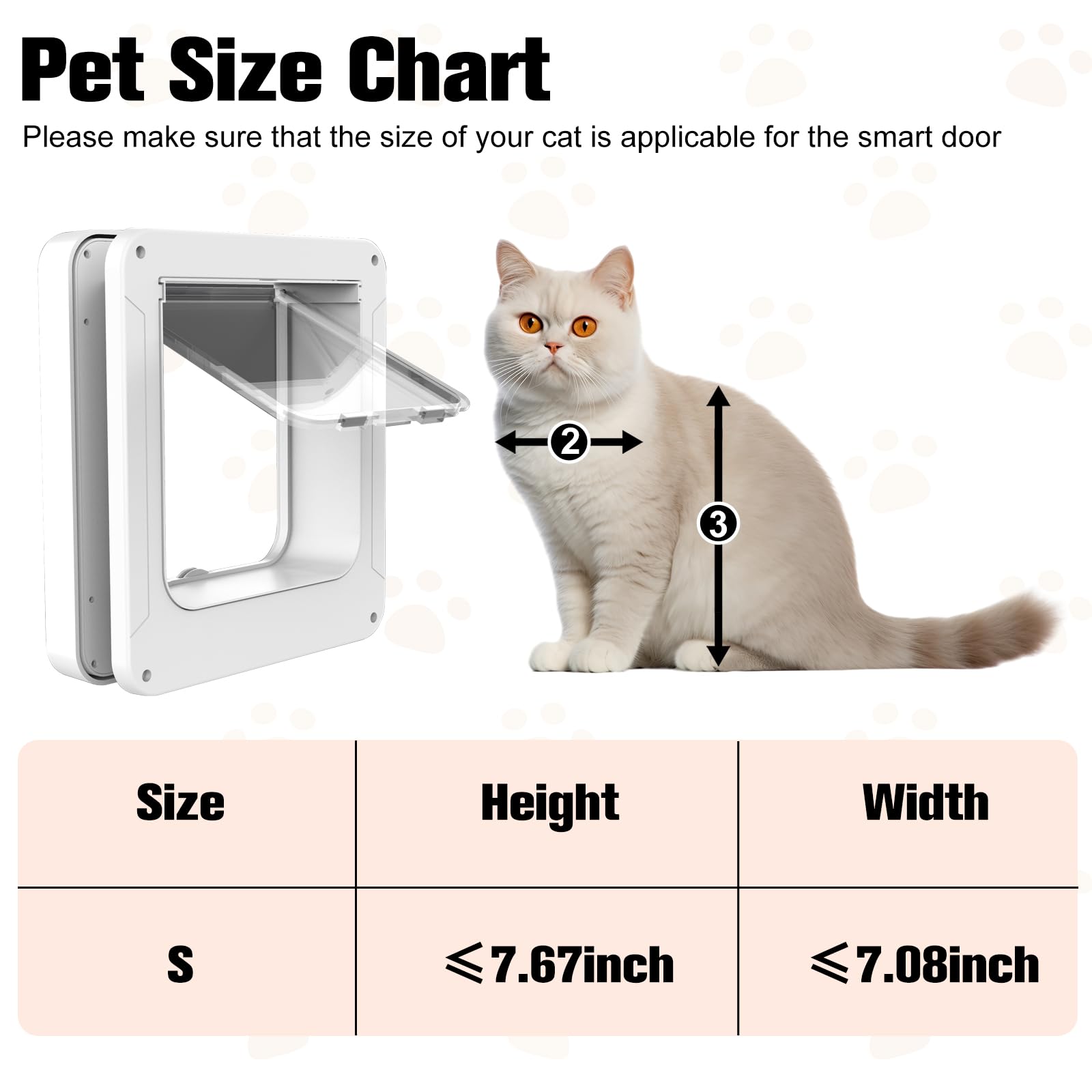 Porte pour Chat avec Collier à Puce électronique, Porte électronique Intelligente pour Chat et Petit Chien, Ouverture/Fermeture Automatique