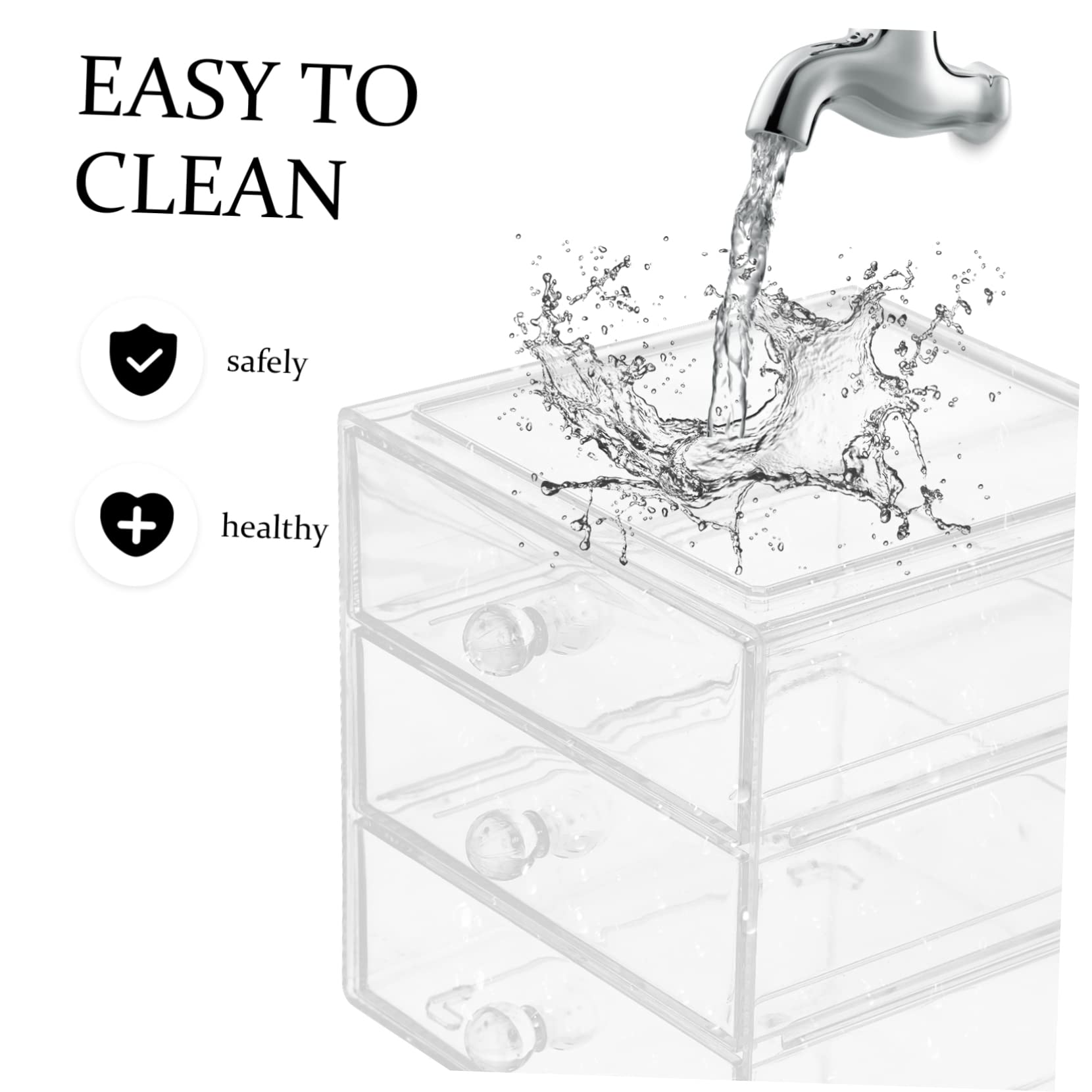Gadpiparty Caja De Almacenamiento De Cosméticos De Escritorio Organizador De Maquillaje Con Cajones Caja De Almacenamiento De Cosméticos Transparente Para Tocador Almacenaje De Cosmetica