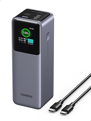 UGREEN Nexode Power Bank 25000mAh 200W Cargador portátil PD 3.1 Carga rápida 90Wh 3 puertos con pantalla inteligente TFT para MacBook