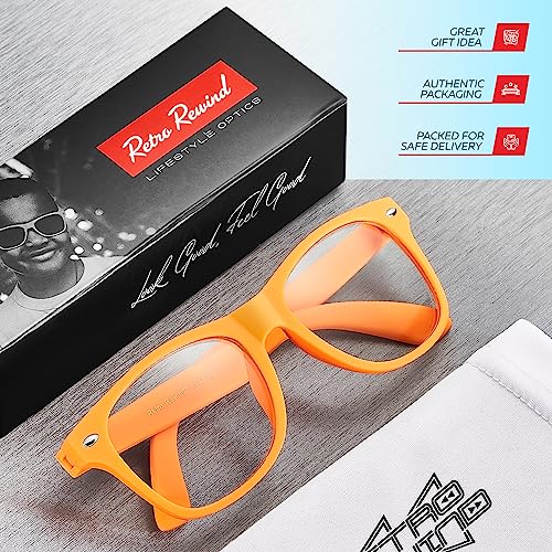 Image of Retro Rewind Kids Nerd Costume Clear Lens Non-Prescription Fake Glasses for Children Age 3-10 | Fun Colors, Rubberized Frame, UV Protection Shatterproof Lens, Square Kids Toddler Shades for Beach, Travel, Everyday
