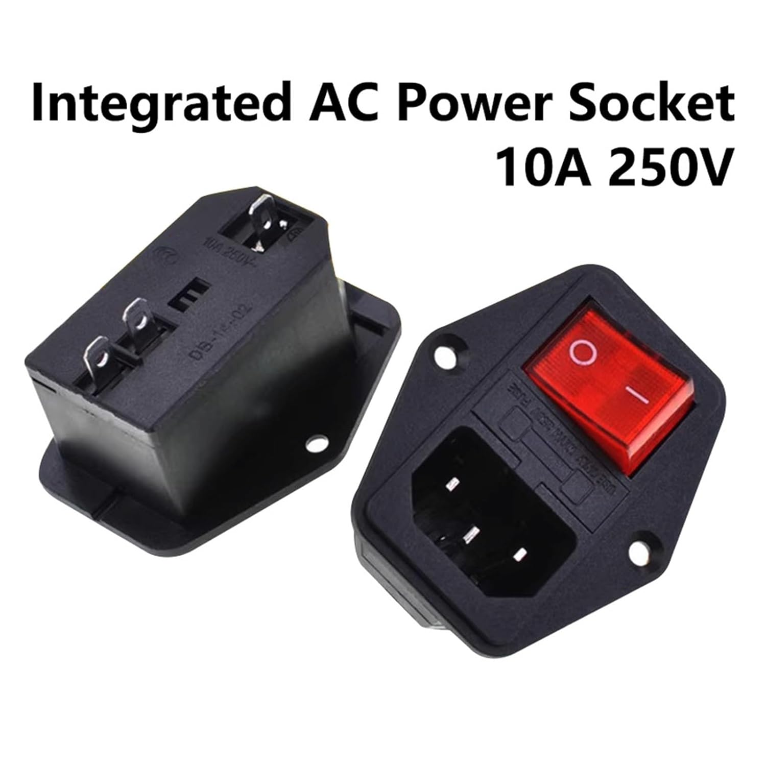 5PCS 250V10A AC-01A Electrical Power Rocker Switch Brass Inlet Computer Mount Outlet with Fuse C-14-F16A(100PCS)