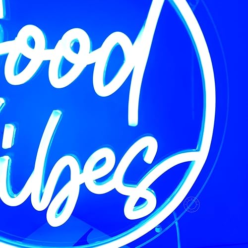 Miniatura 4 de SYLHOME Blue Good Vibes - Letrero de luz LED de neón para dormitorio, sala de estar, oficina, bar, pub, decoración de boda, fiesta de cumpleaños,
