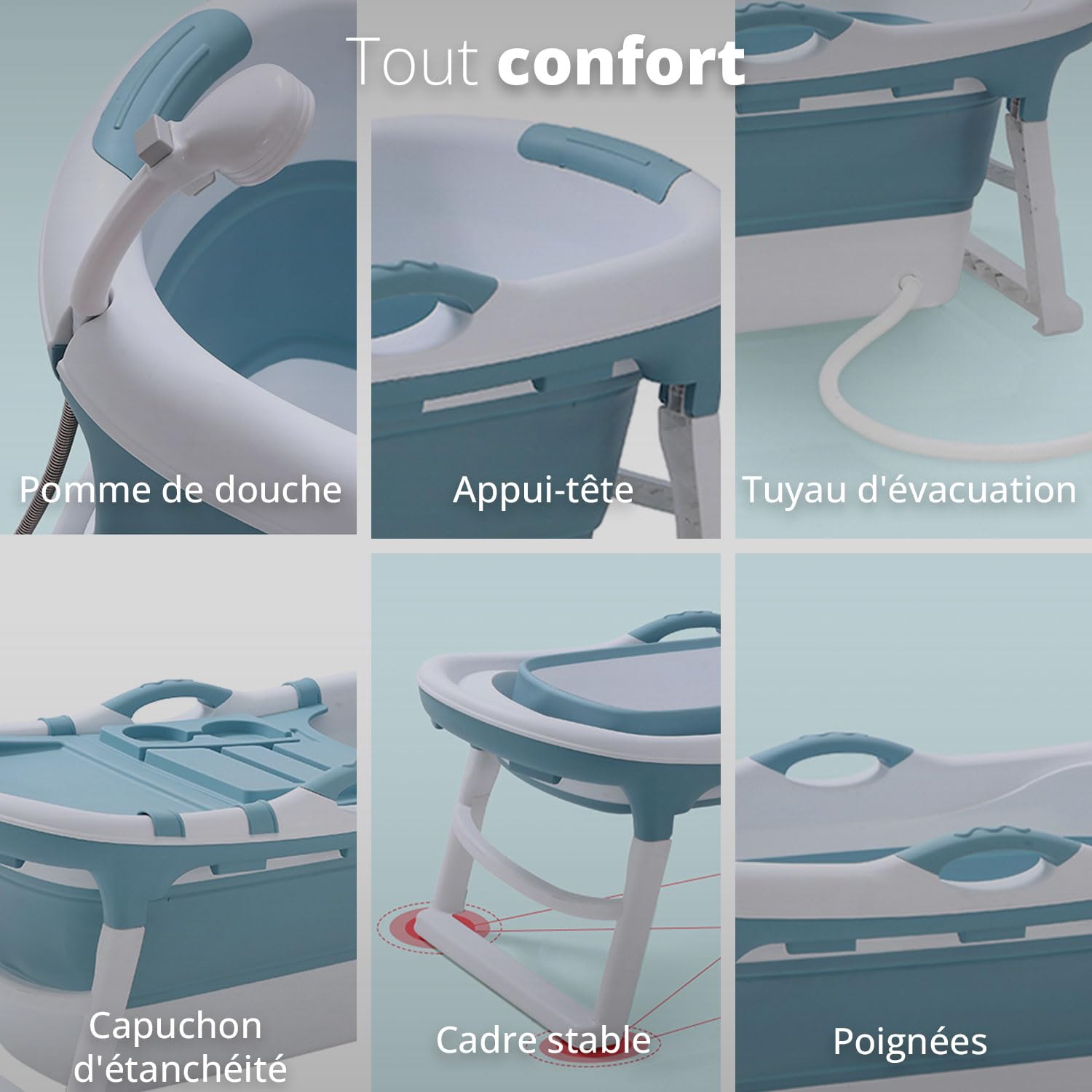 FlinQ Baignoire Pliable Adulte - 121 cm - Rose | Pour salle de bain | Mobile avec siège | Également adaptée aux enfants