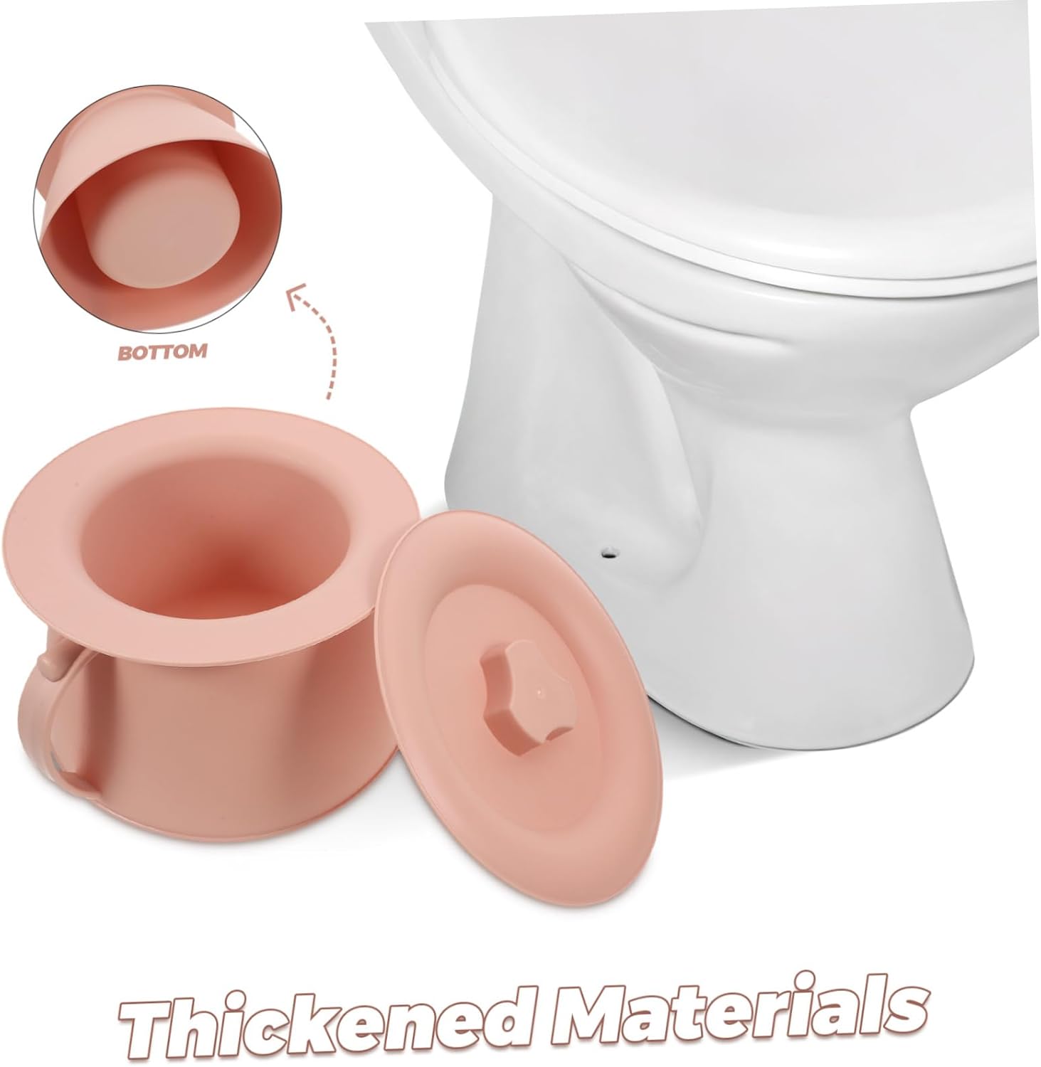 Ipetboom Chamber Pot with Lid Durable Plastic Urinal for Elderly Boy Girl Adults Easy-Clean Bedside Pee Pot with Cleaning Brush for Home Use Thickened Design