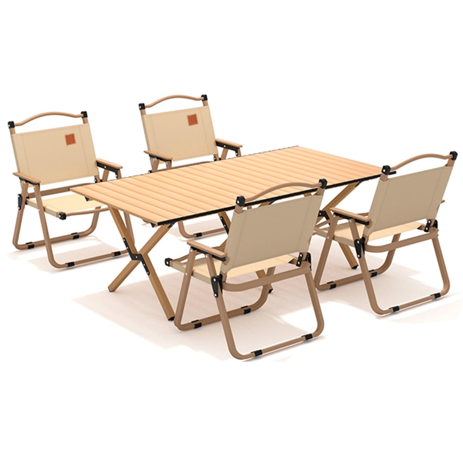 Table pliante d'extérieur bois 60x116 cm avec 4 chaises et sac