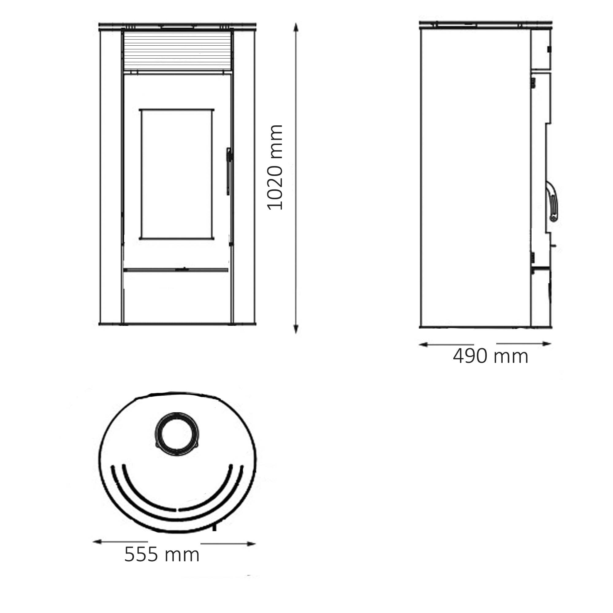 EIDER BIOMASA Poêle à bois ELIDE VENTILÉ VISION FEU 7,79 kW 102 x 49 x 56 cm Fonte