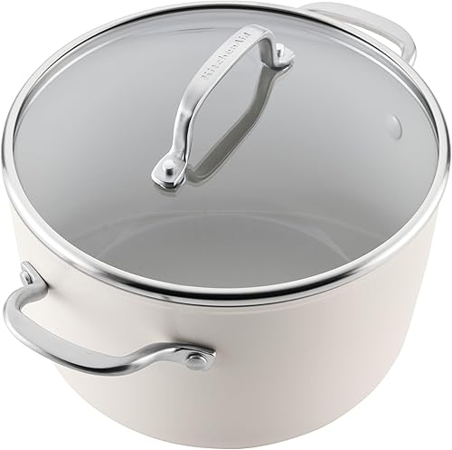 Miniatura 11 de KitchenAid Ollas y sartenes antiadherentes de inducción de cerámica anodizada dura con cacerolas, sartenes, olla y tapas, aptas para lavavajillas,