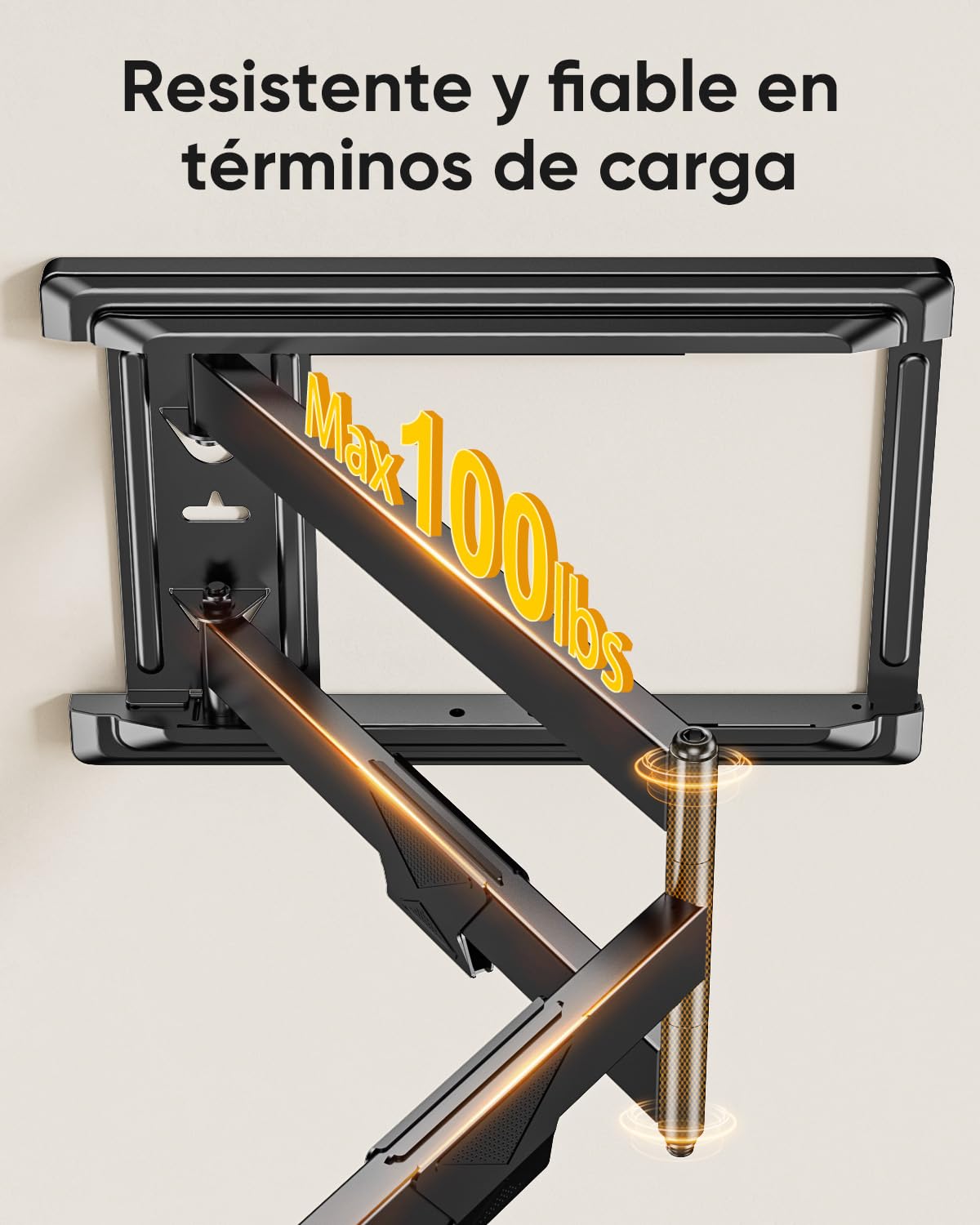 FORGING MOUNT Soporte TV Pared con Brazo Articulado Largo de 765mm para Pantallas de 37-75" de Planos/Curvos LCD/LED/OLED, hasta 45kg, Soporte Pared TV con Giratorio e Inclinable, Máx VESA 600x400mm