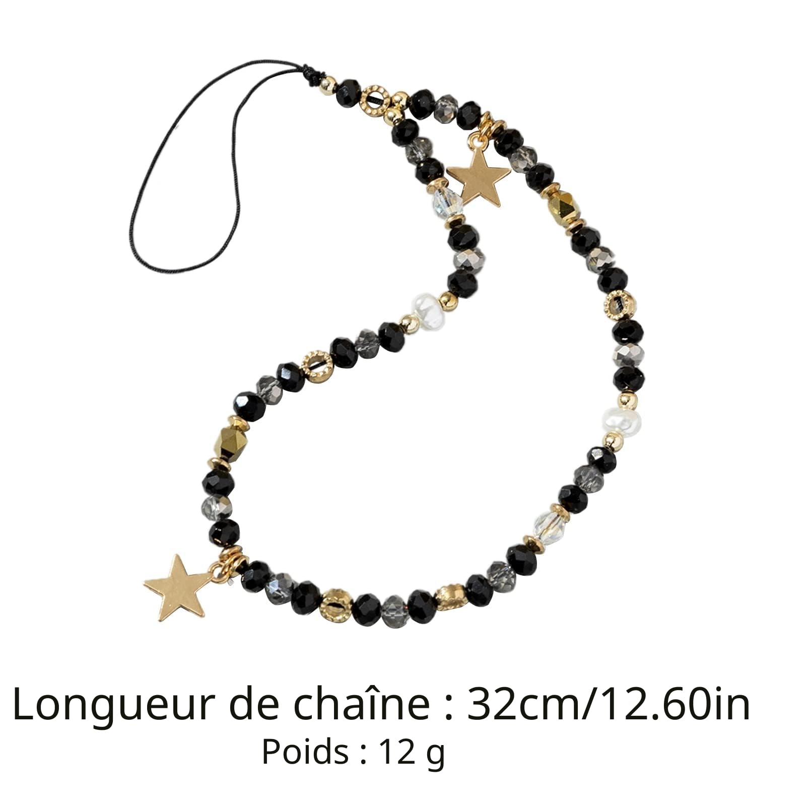 WaTudouYe Chaîne de perles pour téléphone - Bijoux pour téléphone - Anti-perte - Cordon pour téléphone - Corde en étoile - Pendentif pour téléphone - Lanyard pour téléphone pour femmes et filles