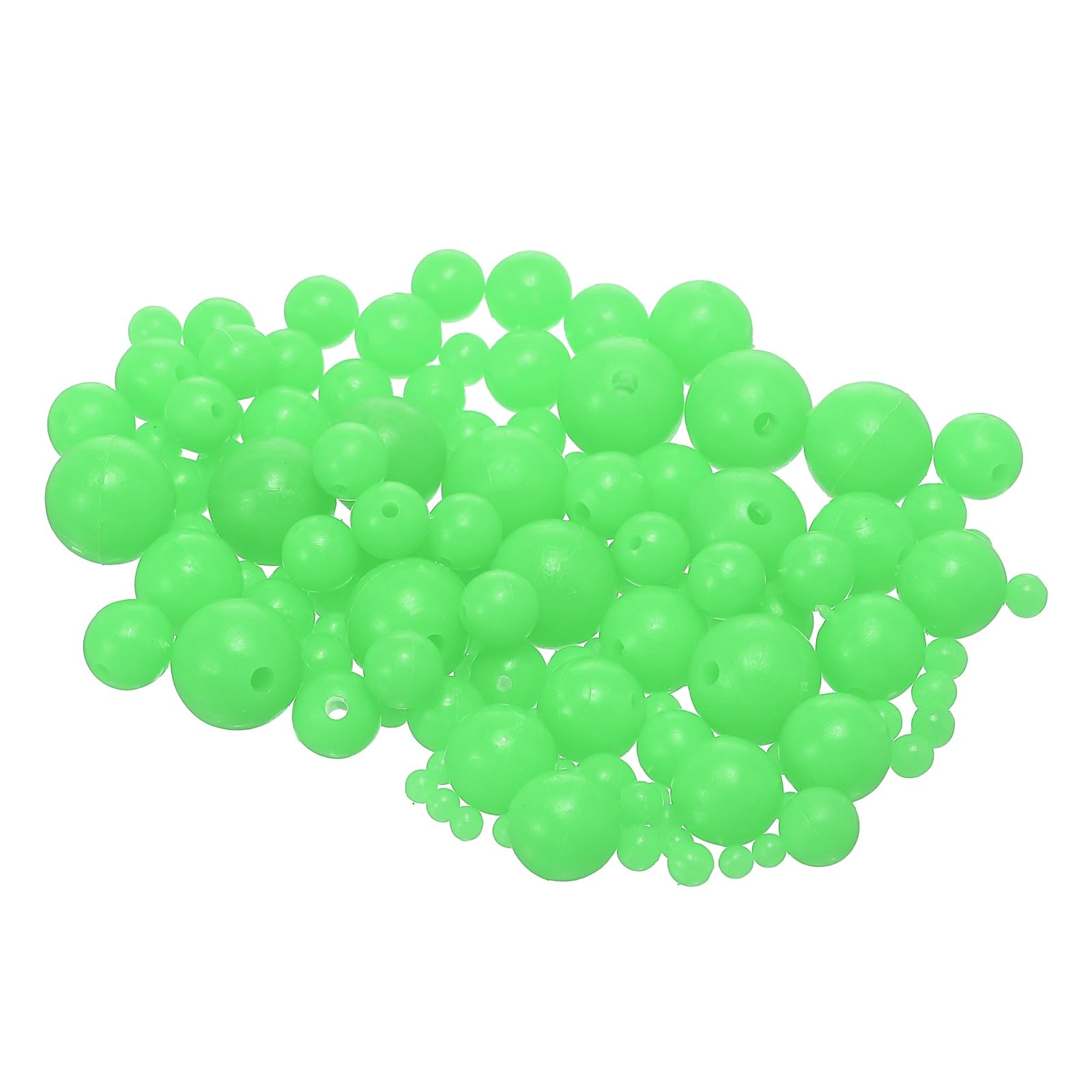 YELARXI Fishing Beads Glow Hard Plastic Fishing Bait Eggs Lure Rigs Accessories, 3/4/5/6/7/8/10/12 mm Fit for Saltwater Freshwater - Round (800 Pack, Green)