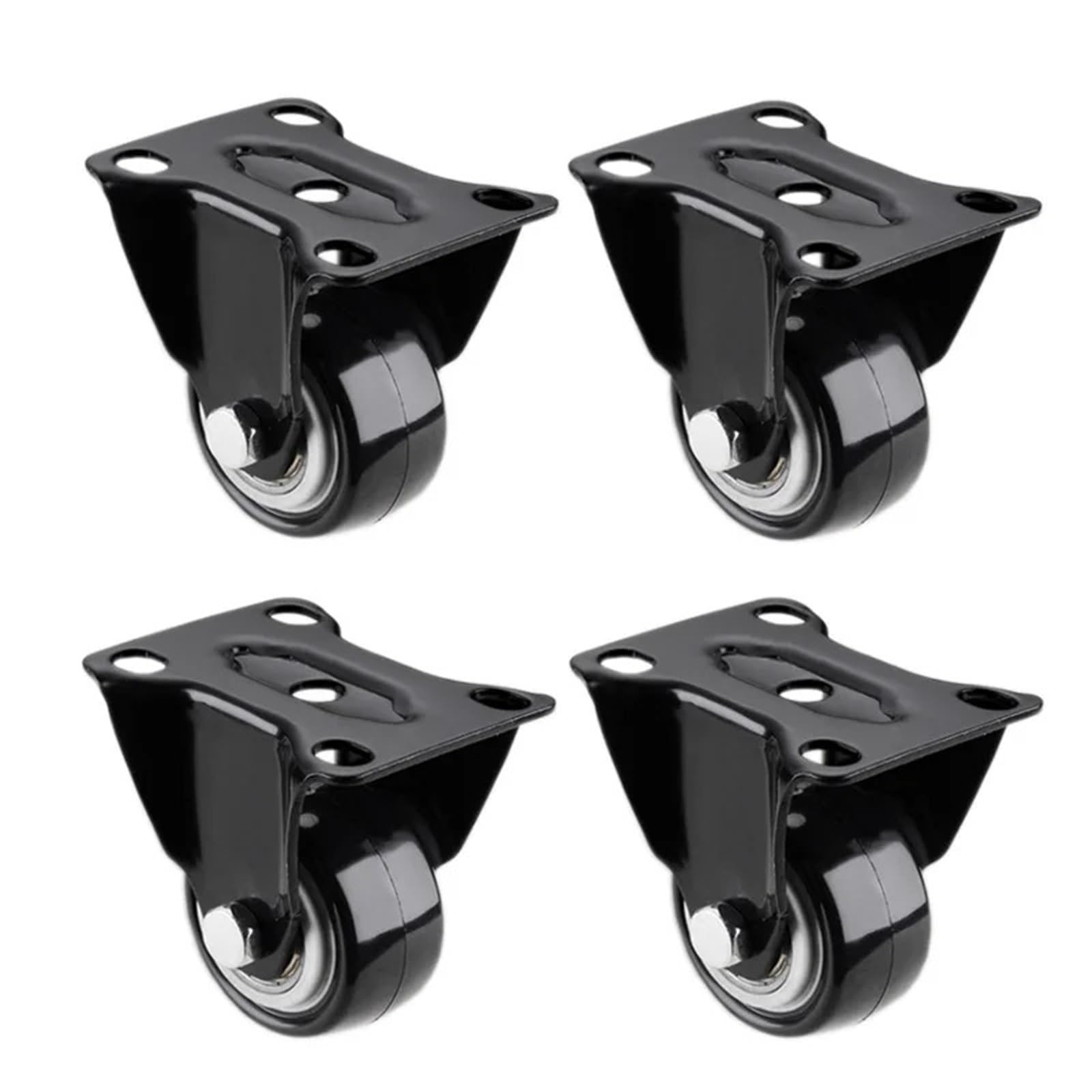 GYRAZXS 4Pcs Heavy Duty 1.6" Polyurethane Fixed Castor Wheels 200KG Load Capacity Black Trolley Furniture Casters for Smooth Mobility and Durability.