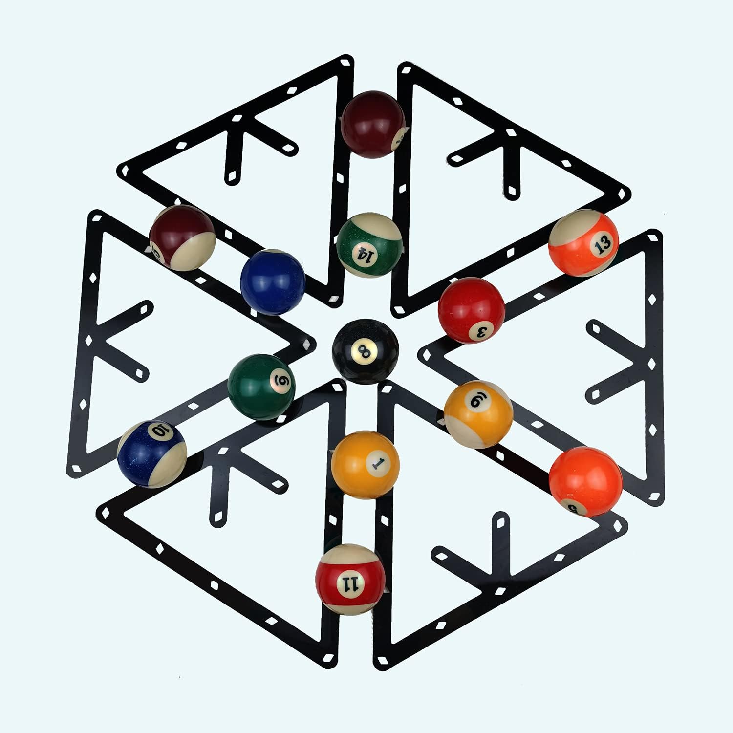 WALIKEN Triangle Pool Table Ball Rack (6Pcs/Set Triangle) - Black, Wood, Magic Rack Functionality, Medium Size, Suitable for 8, 9, 10 Ball Pools