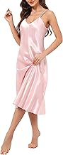Litherday Women Silk Nightdress Lingerie Long Negligees Satin Chemise Nighty Nightwear Nightgown Full Slips Babydoll Sleepwear Strap Dress
