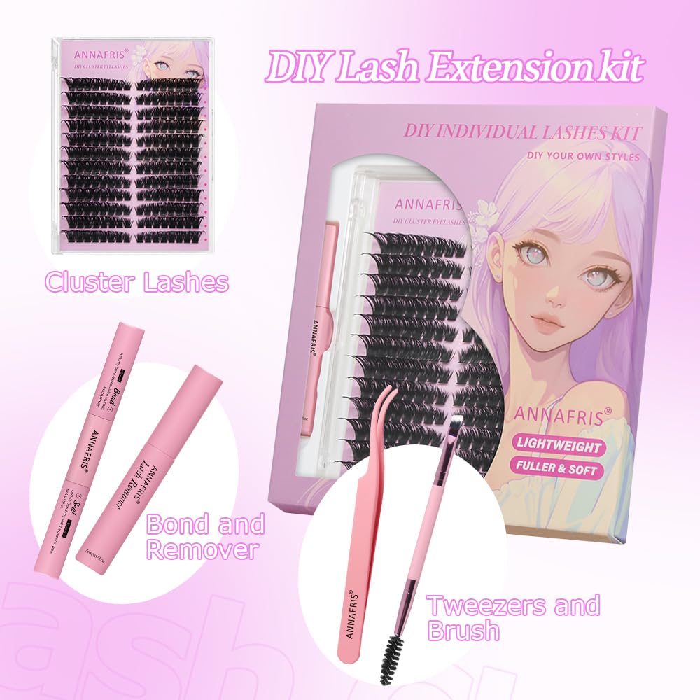 Ciglia Finte Ciuffetti Kit Naturali DIY Extension Ciglia Cluster Lashes con Pinze (HS,100P)