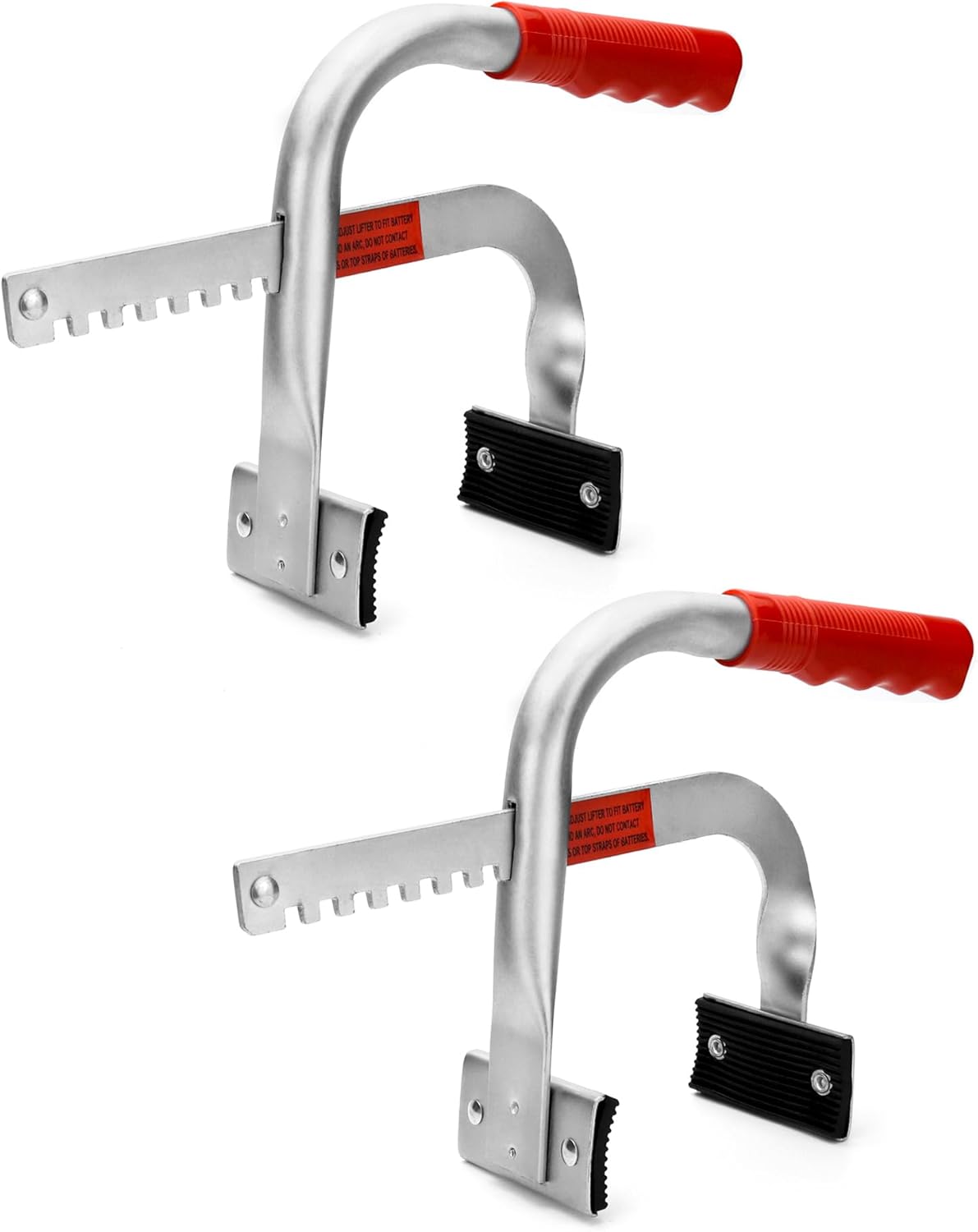 QWORK Battery Carrier, Battery Rack with Pads, Adjustable from 5" to 7", for Lifting and Carrying Batteries, 2 Pack