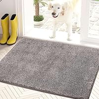 PURRUGS Dirt Trapping Door Mat 50 x 80 cm, Non-Slip Machine Washable Entryway Rug, Dog Door Mat, Super Absorbent Entry Rug for Front Door, Back Door, Muddy Shoes and Paws, Light Grey-Dark Grey