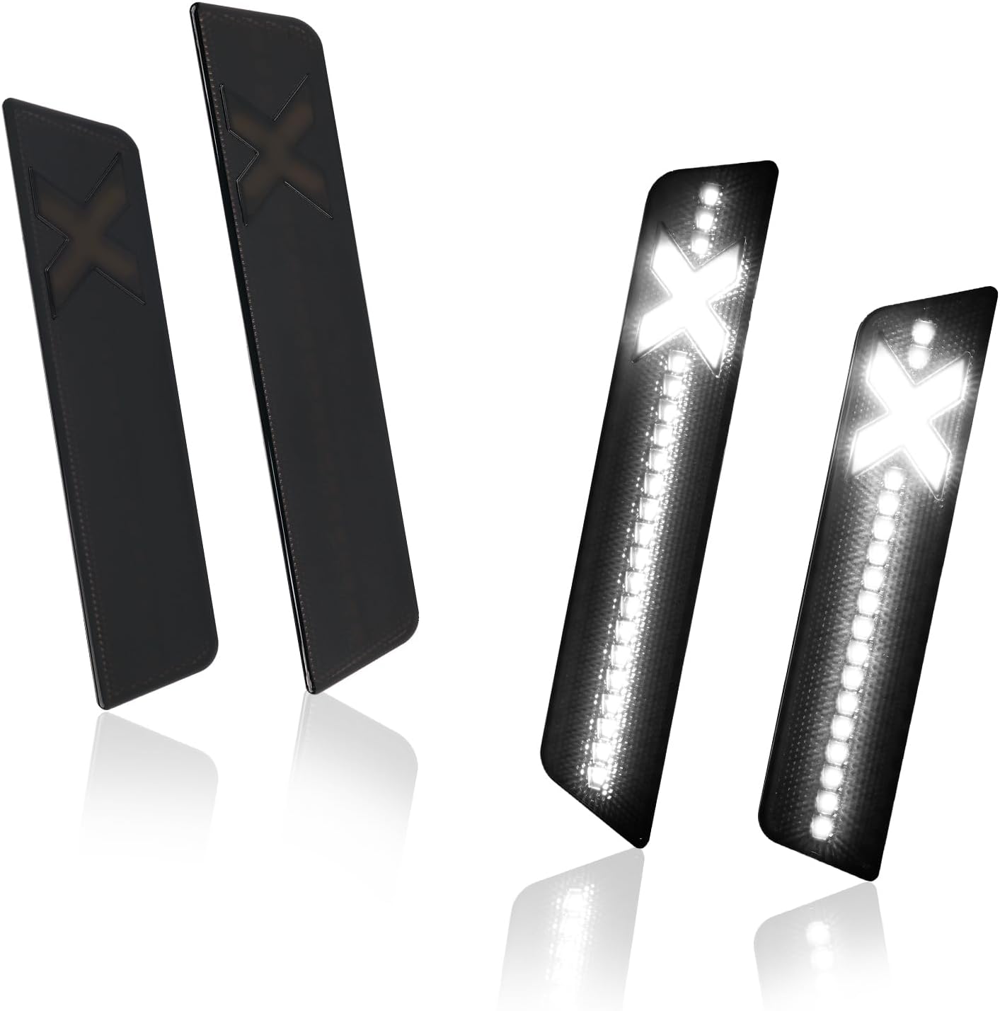 Gempro Xstyle LED Side Marker Fender Light Kit For Challenger 2008 2009 2010 2011 2012 2013 2014 Clear Lens Front Rear All White Bumper Lights [Patent Pending] Spirit Snake Series