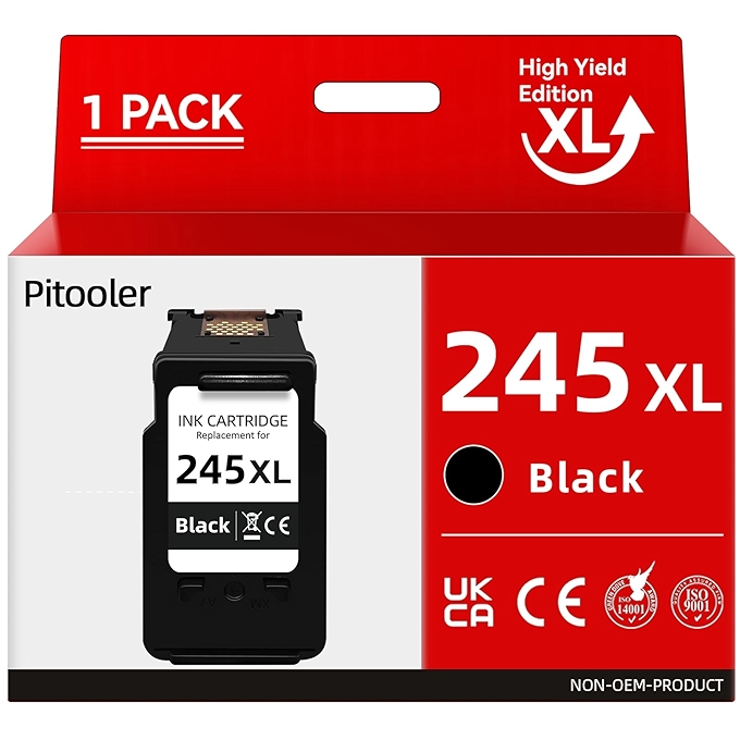 Pitooler 245XL 黑色墨盒替换适用于佳能打印机