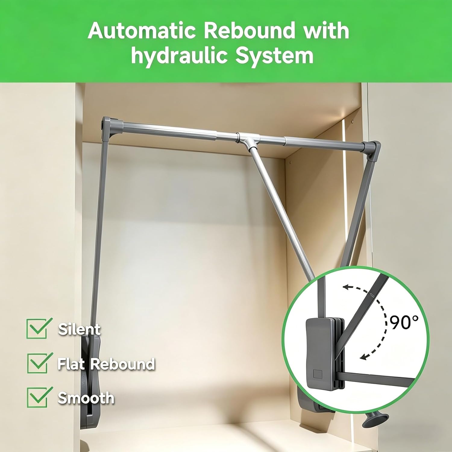 Hitess Soft-Close Pull Down Closet Rod, Stainless Steel Wardrobe Lifts,Adjustable 21-47 Inch Chrome Polished Side Mounted Rail Organizer for Hanging Clothes